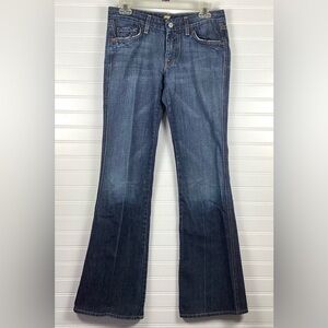 7 For All Mankind Jeans Womens 29 A Pocket Mid Rise Distressed Blue Denim